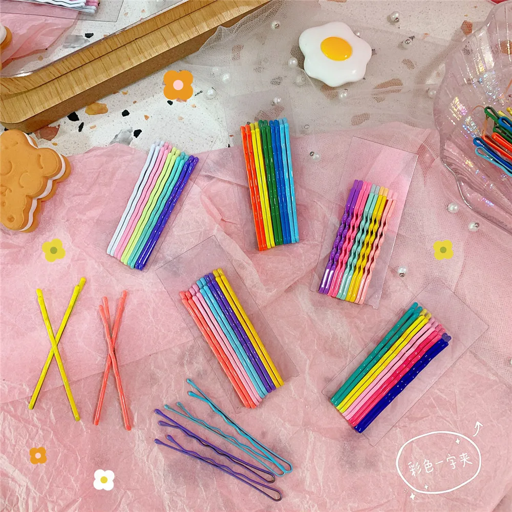 10Pcs/Lot Rainbow Color 5.5cm Bobby Pin Barrette Salon Grip Clip Hairpins Hairstyle Styling Metal Hairgrip Barrette Accessories