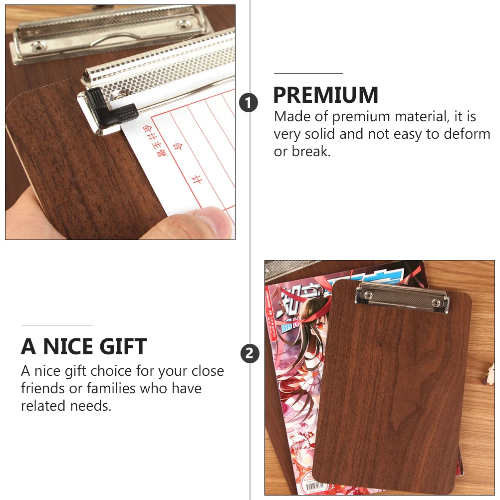 2PCS Wooden Menu Clip Holder Kitchen Restaurant A4 A5 Light Portable Easy Use