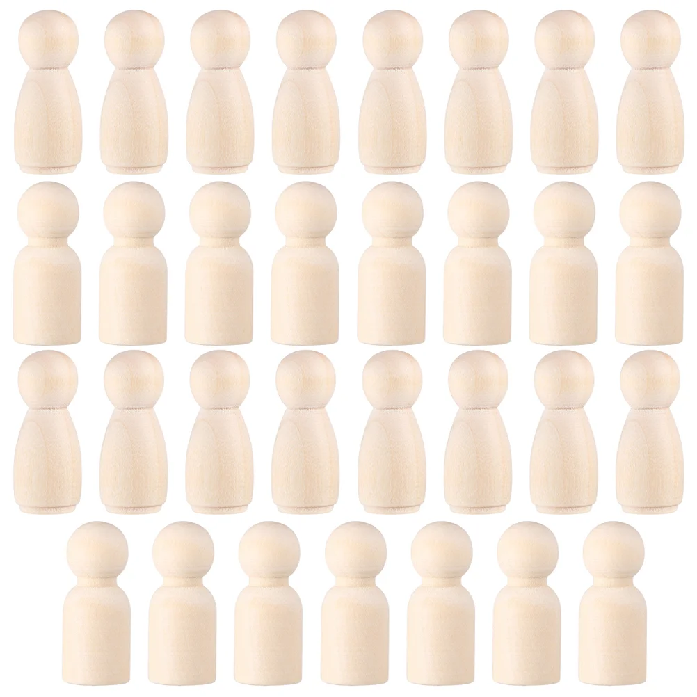 

50 Pcs Ordinary Male Dollhouse Peg Figures Wooden Blank Dolls DIY Crafts Supplies