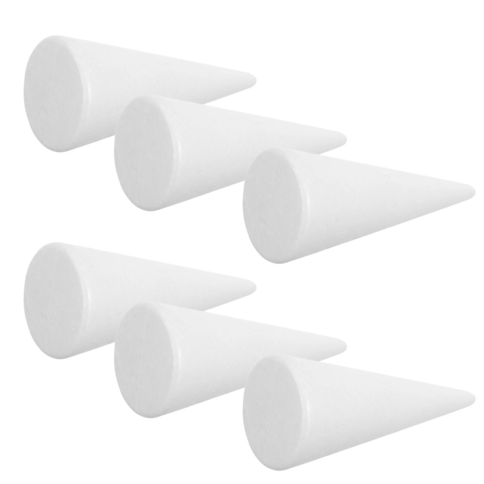 

6pcs Foam Cones White Polystyrene Craft Balls Christmas Tree Foam Cones For Diy Holiday Decorations Floral Arrangements Wedding
