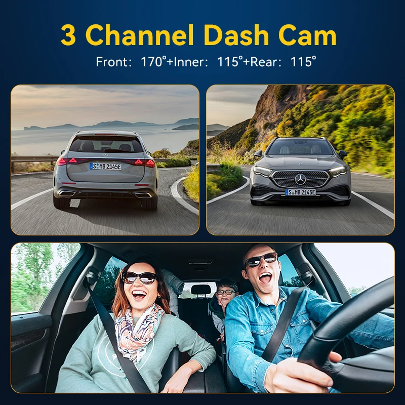 Null 2.3inch 3 Channel Full HD 1080P Dashcams for cars Inside Vehicle Camera DVRs Recorder Video Dashcam Front And Rear Camera