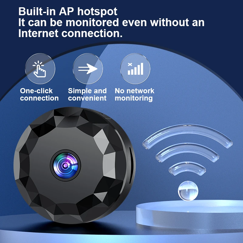 

Беспроводная камера 1080P, мини-Wi-Fi, IP/AP, удаленный монитор, перезаряжаемая батарея, обнаружение движения, портативные видеокамеры для дома