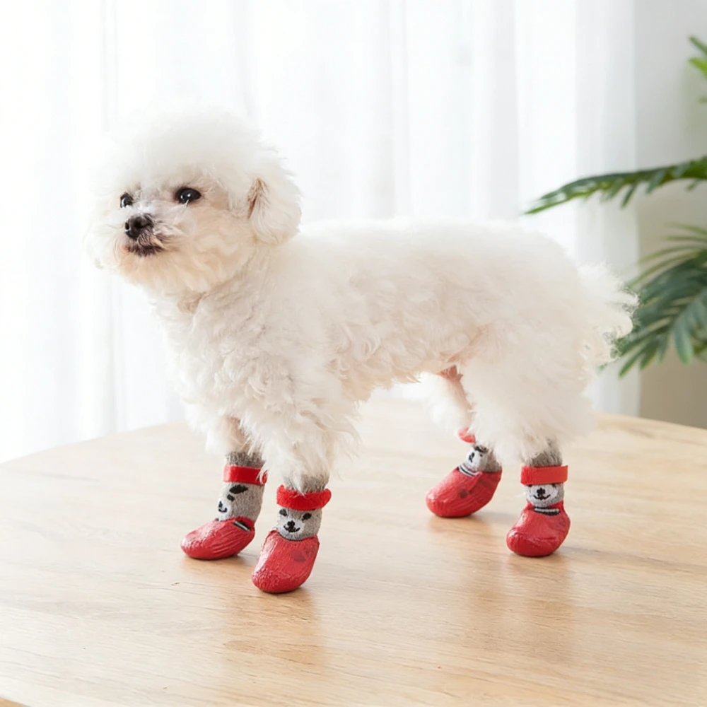 4Pcs/set Anti Slip Dog Socks with Straps Traction Control fo