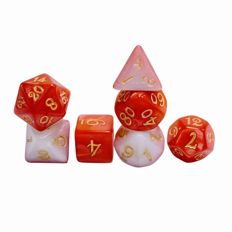 7Pcs/set New Multi Faceted Mixed Dual Color Layered Board Game Set with Multi Faceted Acrylic Dice