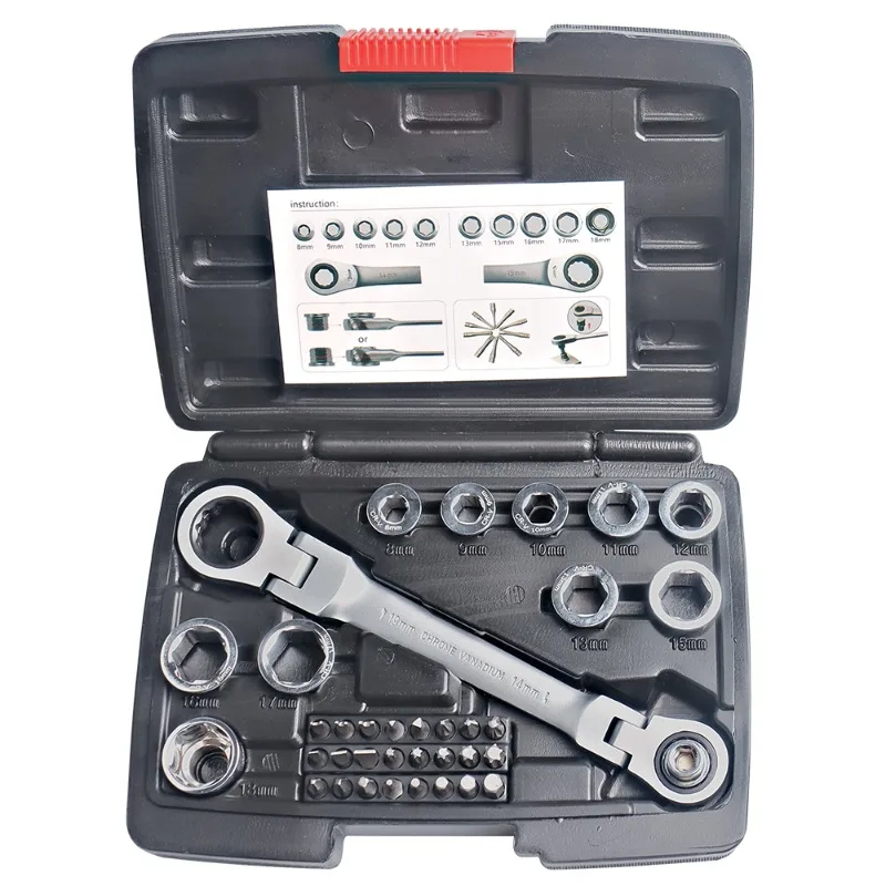 

Ratcheting Wrench 36 in 1 Socket Wrench Set Mechanical Hand Tools Kit Set Automotive Mechanical Workshop Tools Socket 8-18mm