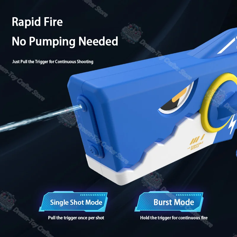 Electric Water Gun Toy for Kids Shark Style Automatic Suction High Speed Pulse Splash Blaster Outdoor Soaker Beach Play Fun