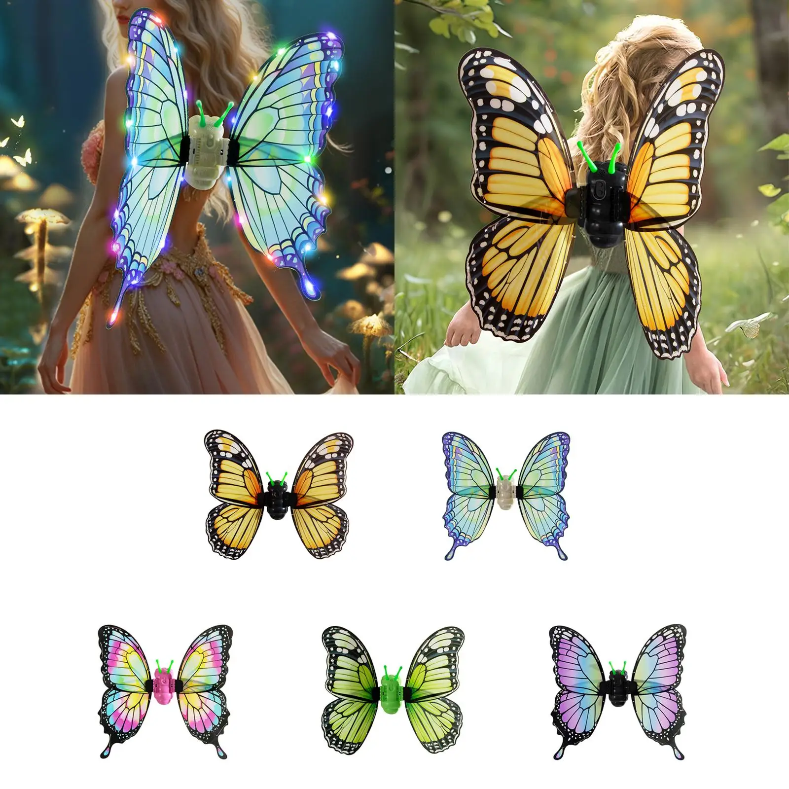 

Fairy Wings LED Lights Cosplay Dress up for Girls Boys Festival Masquerade