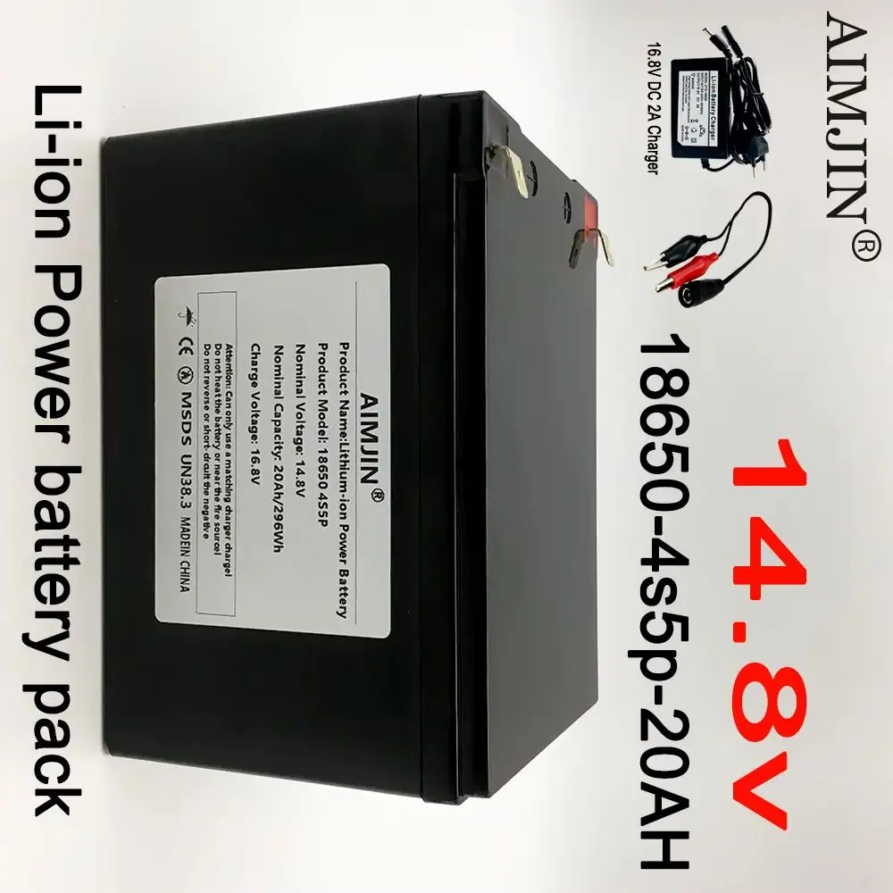 14.8V 20AH 4S5P  Li-ion Battery Pack With Charger For Children's Electric Vehicle Agricultural Spray Stereo Solar Light