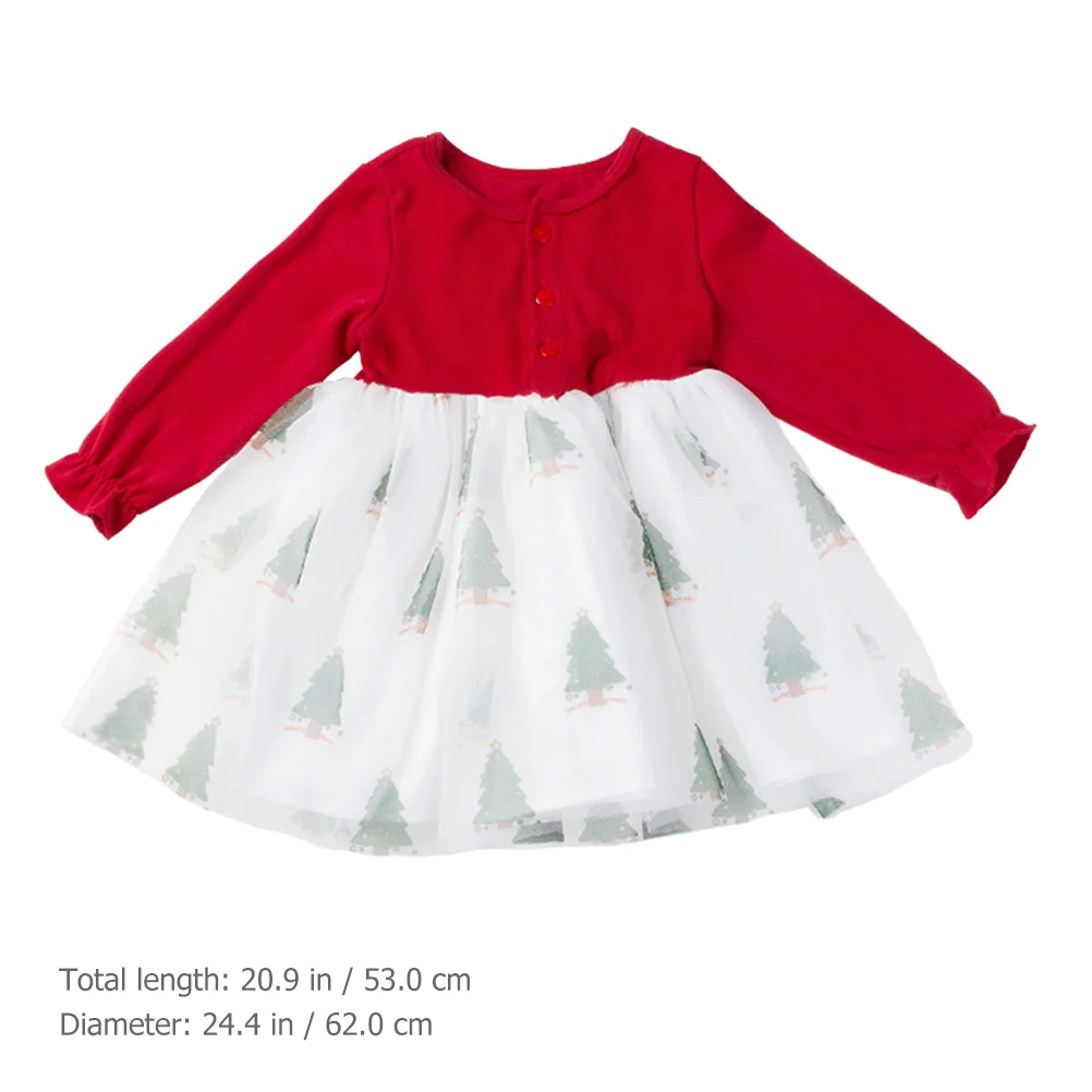 Christmas Tree Skirt Girls Dress Xmas Baby Printing Long Sleeve Garment Little Dresses Cotton Cosplay Breathable Costume