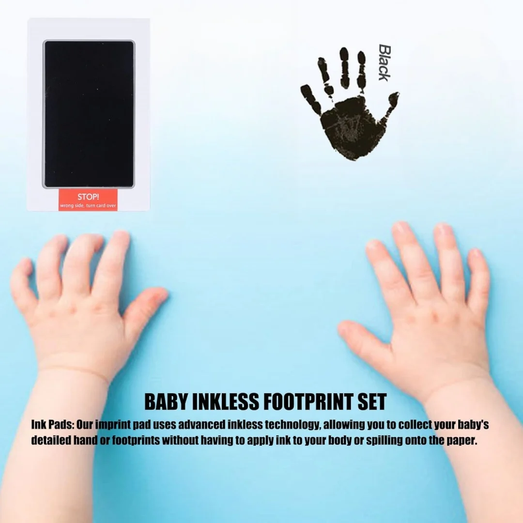 Newborn Baby Handprint and Footprint Paw Print Kit 1 Clean Touch Ink Pads 2 Imprint Cards Pet Inkless Infant Hand and Feet Stamp