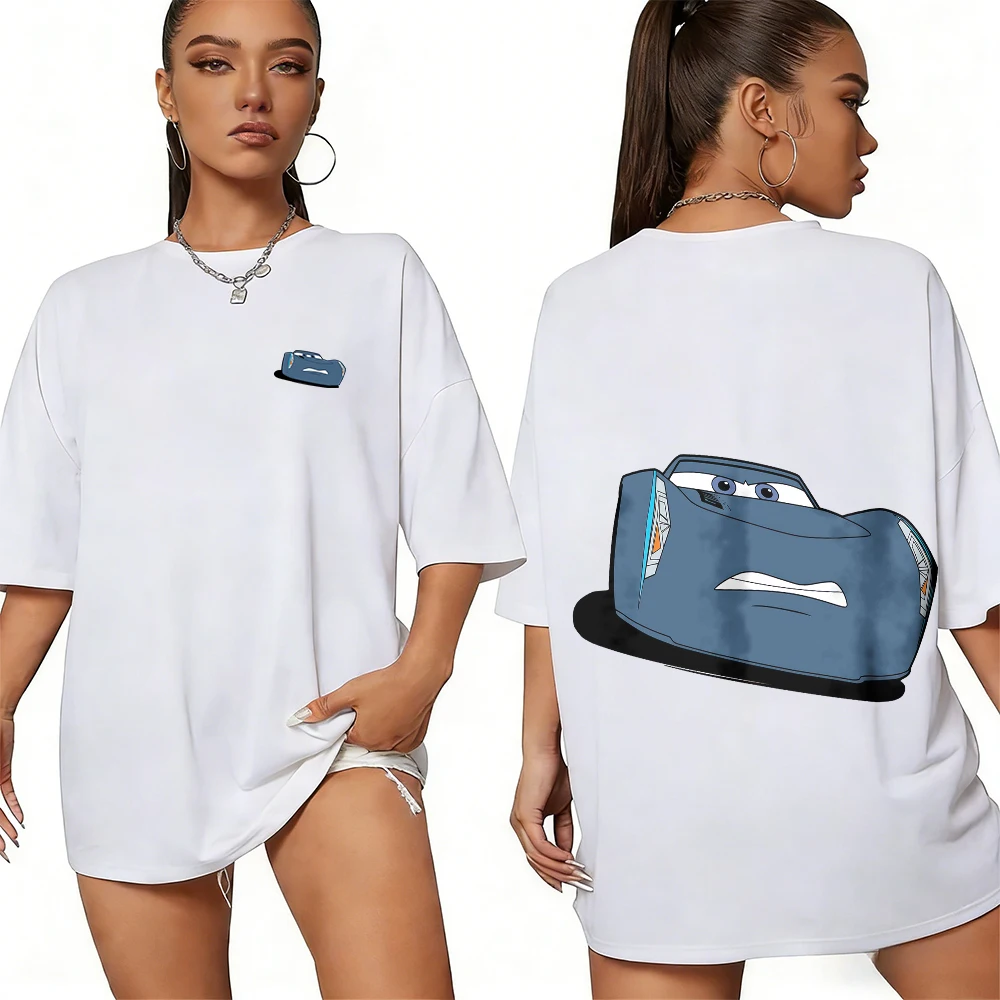 

Disney Summer Racing Jackson Storm's Light Blue Racing Image 100% Cotton Print T-shirt Men's and Women's Casual Breathable Tops