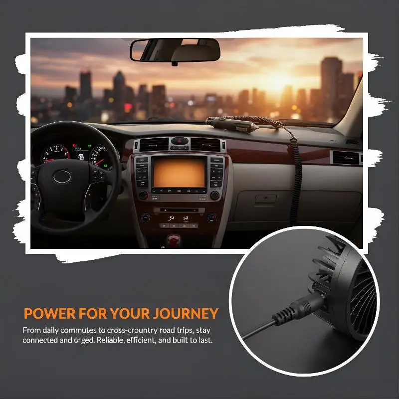DC 5.5*2.1mm Male To Car Charger Female Adapter Cable - 12V24V Full Copper High Power Cigarette Lighter Wire Spring Connector