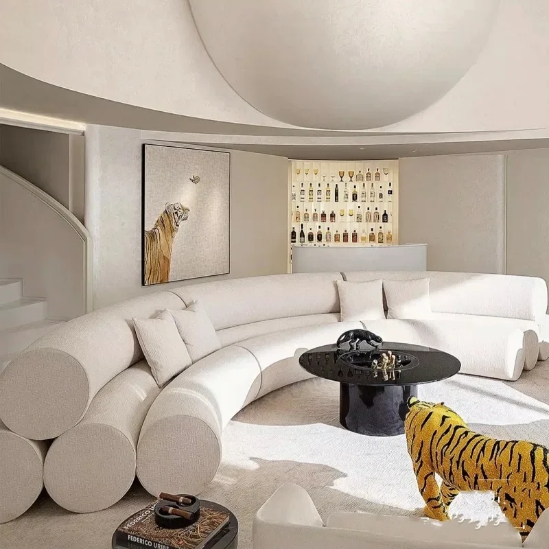 Italian minimalist curved scroll sofa designer, a sofa full of rest and vacation art