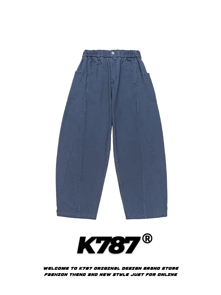 

Retro American Waed High Waist Wide Leg Casual Pants Men Women Street Sle Knife Loose Fit Straight Leg Cotton Jeans