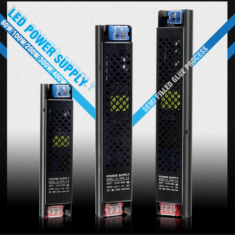 DC 12V 24V LED Power Supply 60W 100W 200W 300W 400W AC110-220V Lighting Transformers Driver For LED Strips