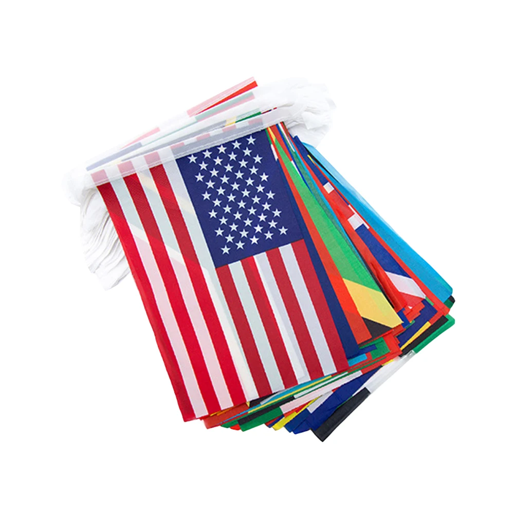 

100pcs Soccer Game Flag National String Banner Teams Countries Decoration Bright Fade Resistant Flags For School Garden Stadium