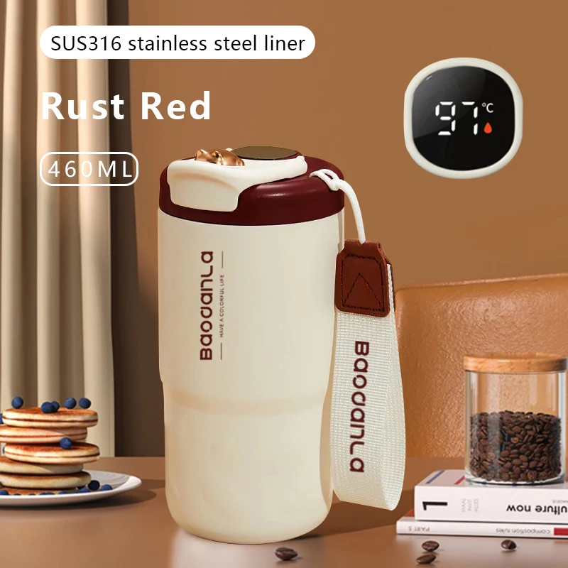 460ml RVS Reistop met Dubbele Wand Vacuüm Isolatie, Lekvrije Thermokolf voor Warme & Koude Dranken