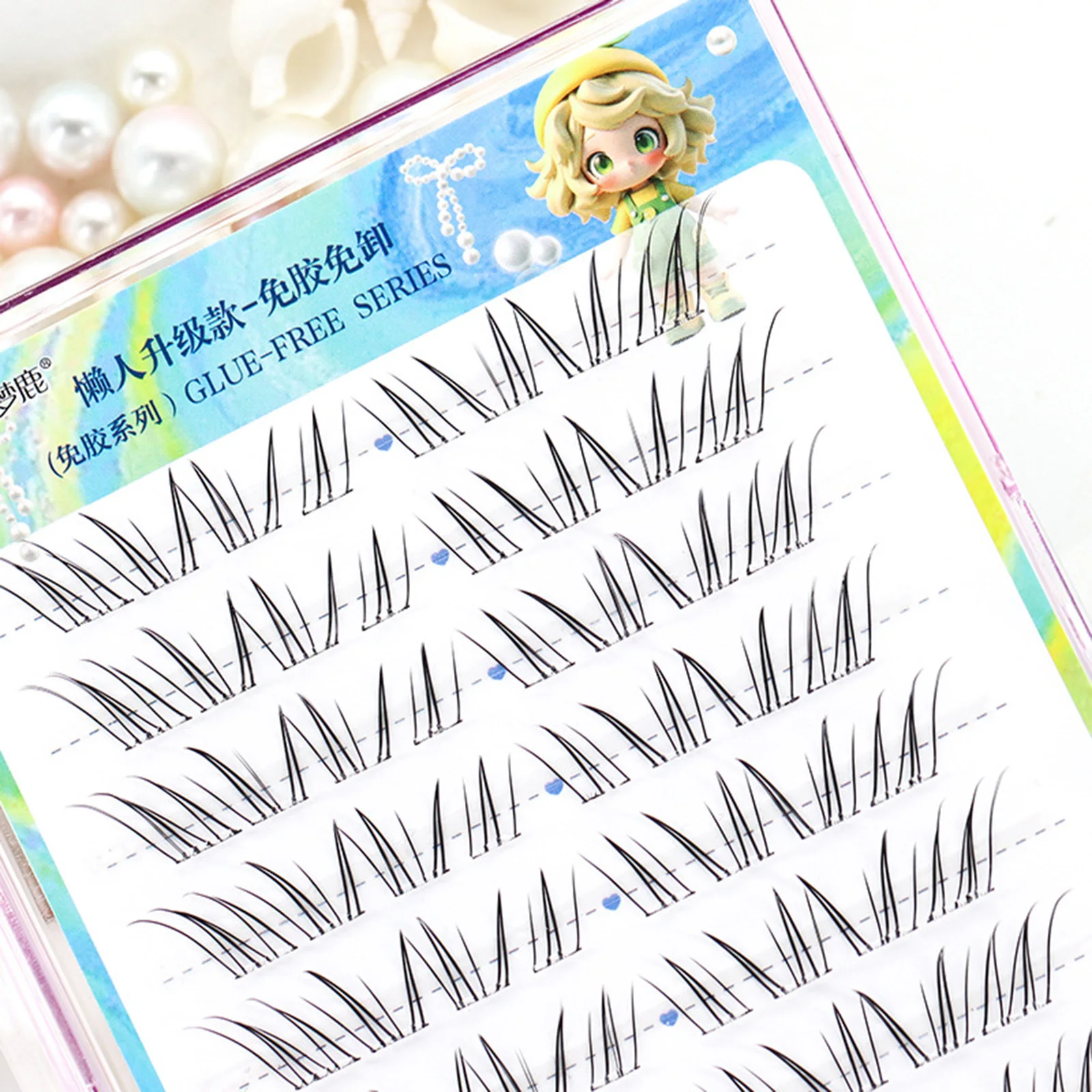 接着剤不要のつけまつげエクステンション、個別のクラスターまつげ、自然なフルルックを実現するソフトファイバーを使用、あらゆるメイクアップに最適