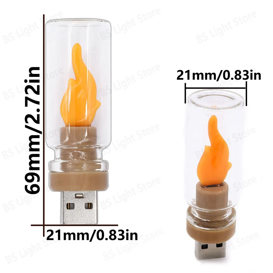 LED 5V Flammen-Glühbirne, USB-Kerzenlampe mit Flackerlicht, Dekorative Gelbe Flammenbeleuchtung für Zuhause, Nachtlicht, Festbeleuchtung, Gebetslampe – Detail 4