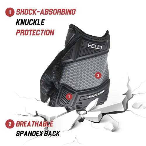 Imagen 2 del producto HANDLANDY Guantes de trabajo reductores de impactos, guantes de trabajo resistentes con agarre, guantes mecánicos de seguridad transpirables con pantalla táctil