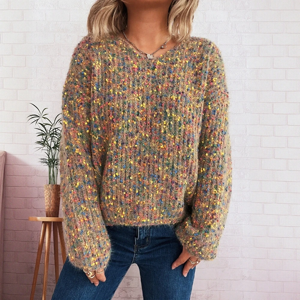 

Women's Long Sleeve round Neck Sweater Autumn Winter Casual Fit Solid Color Comfortable Breathable Fashionable Knitwear Top