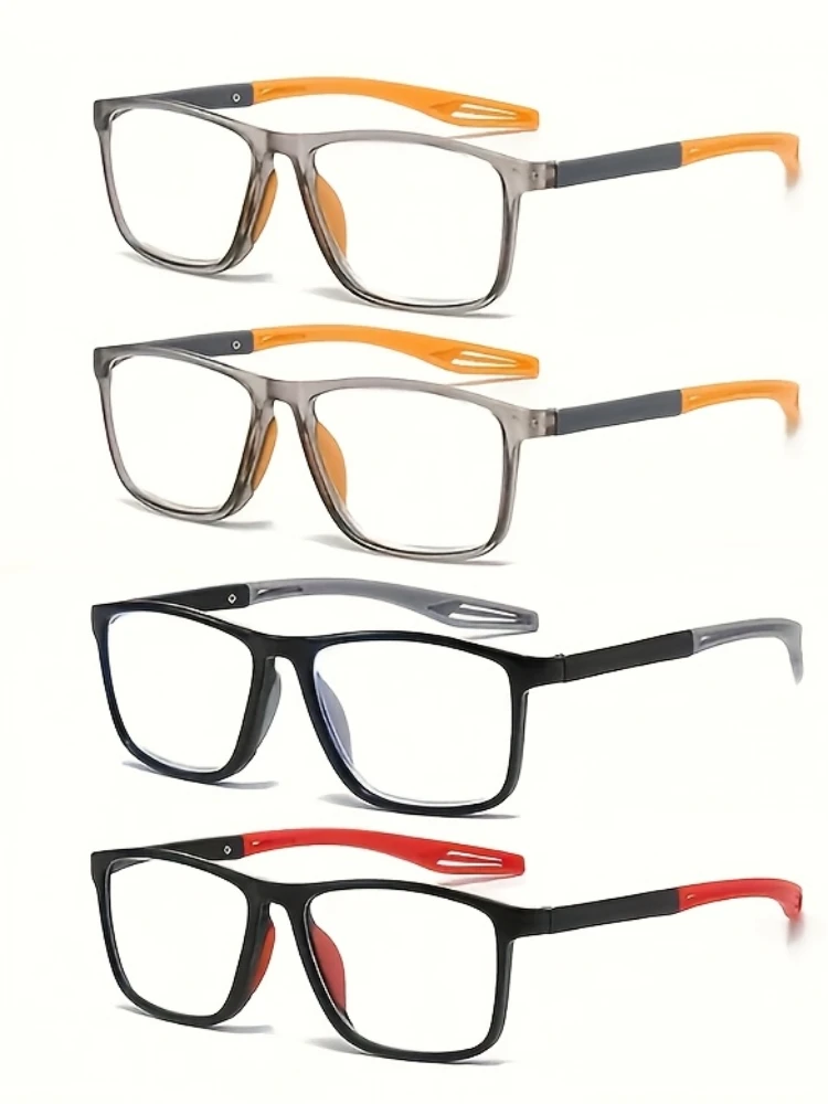 4 Pack ensembles mode TR90 lunettes de lecture pour hommes printemps jambe sport presbytie lunettes Anti lumière bleue lunettes + 100 ~ + 400