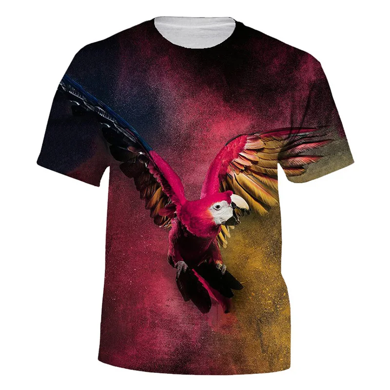 New Parrot Pattern T Shirts Animal 3D Print Men Women Short Sleeve T-Shirt Streetwear Oversized Harajuku Kids Tops Tees Clothing