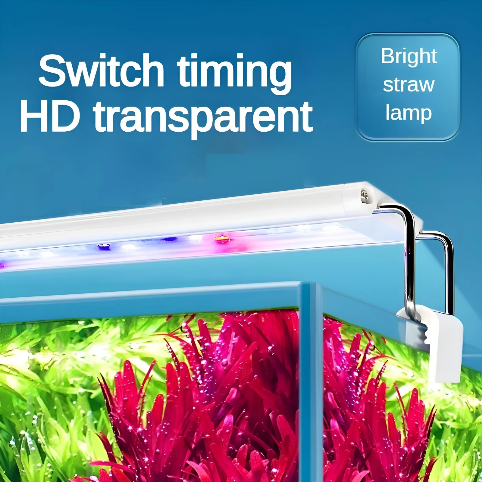 Aquarium LED Light 11000K Timer 120° Wide Angle Adjustable for Fish Tank