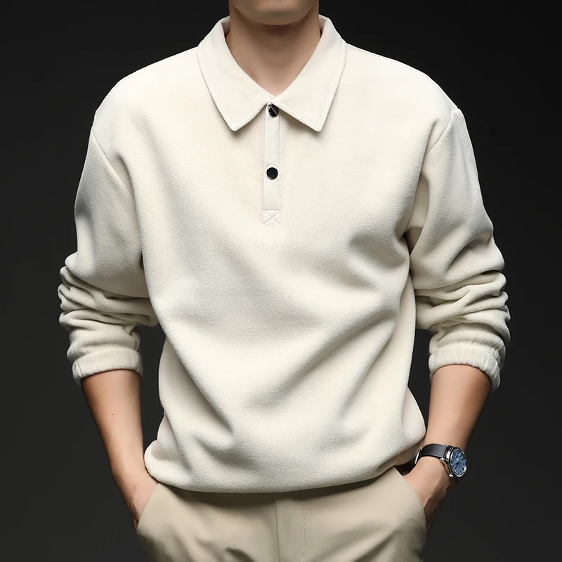 

Men's Autumn/Winter Trendy Loose Casual Sweatshirt with Flannel Polo Collar American Style Unisex