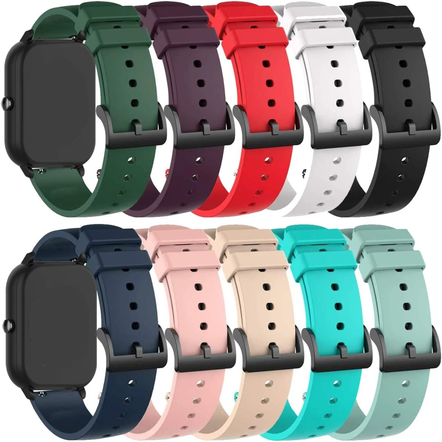 Comfortable and Durable Colourful Silicone Replacement Wristbands Accessory for Timex Family Connect SENIOR Smartwatch - Bands C