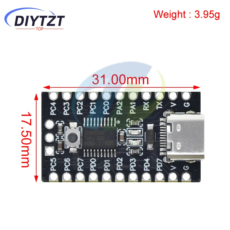 DIYTZT CH32V003 Ontwikkelingsbord Minimale systeemkernkaart RISC-V Open Source TYPE-C USB-poort CH32V003F4P6