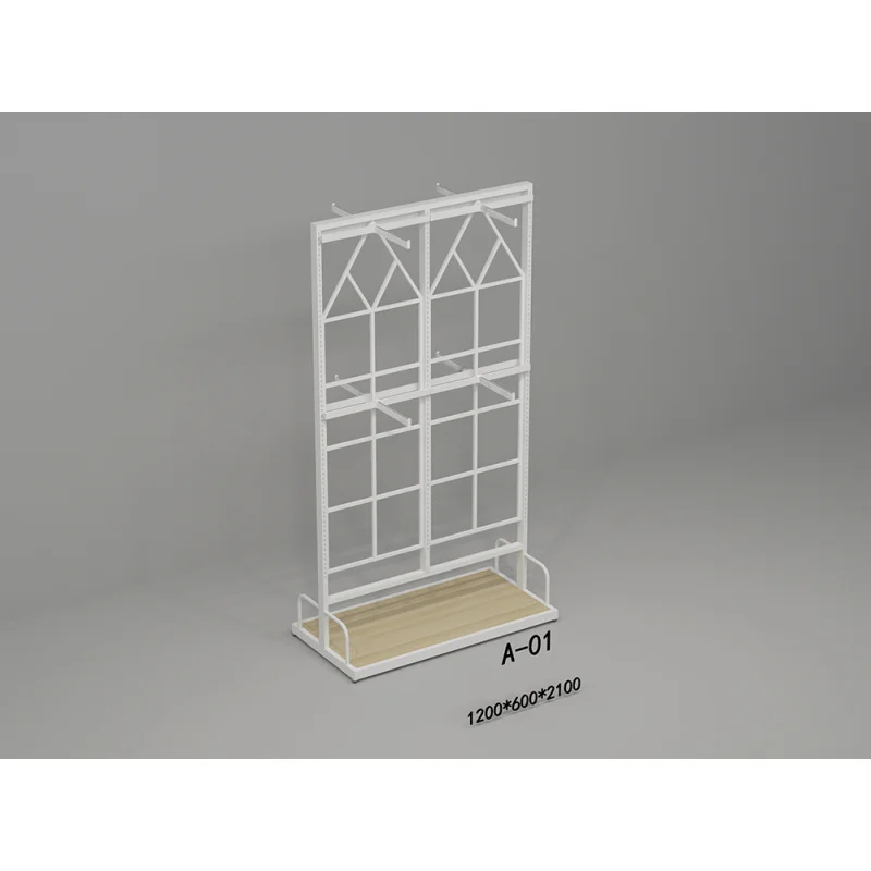 custom.Customizable Modern Double-Layer Tri-Fold Screen Garment Rack Display Racks Freestanding Easy Assem