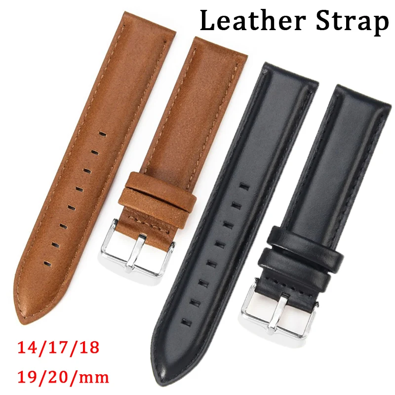 男性と女性のための防水時計バンド,交換用,ソフトレザーストラップ,ユニバーサル,14mm, 17mm, 18mm, 19mm, 20mm
