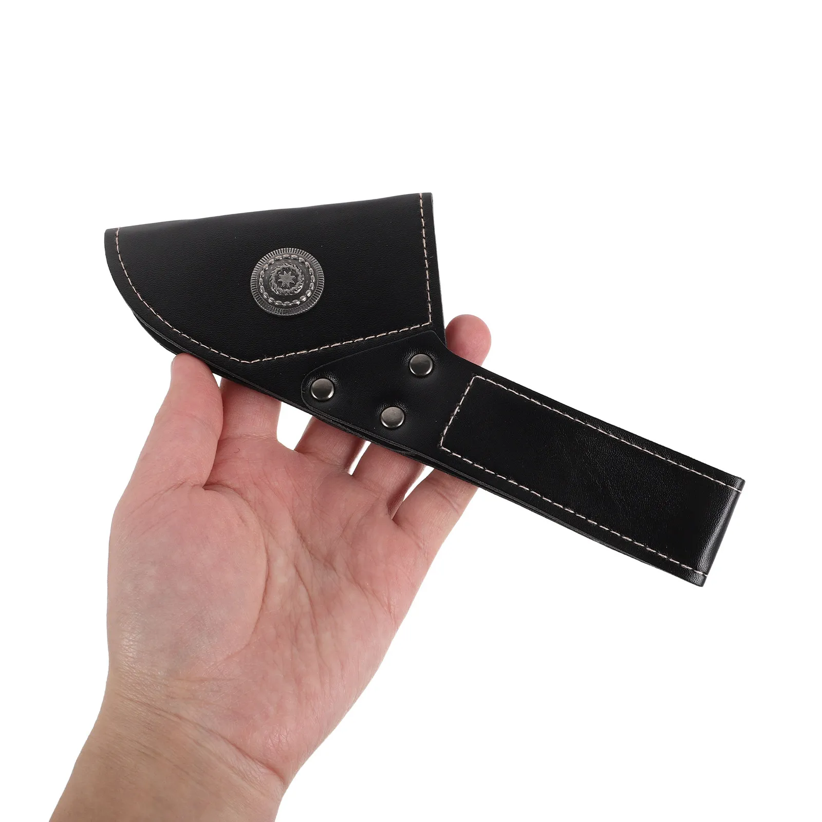 Camping Axe Sheath PU Synthetic Blade Protector Snap Closure Hatchet Edge Cover for Outdoor Bushcraft Forestry Chopping