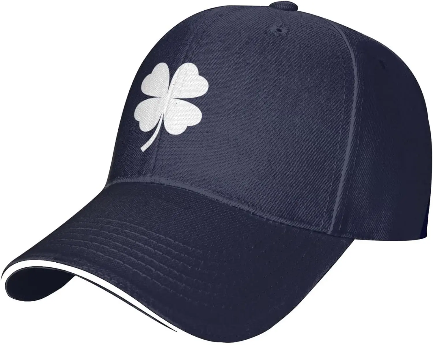 Lucky Four-Leaf Clover St Patricks Day Distressed Dad Hat for Women Funny Washed Cotton Adjustable Strapback Hats