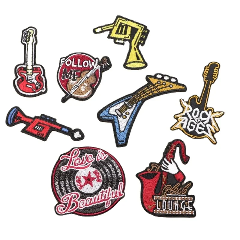 30pcs/Lot Luxury Vintage Embroidery Patch Music Guitar Flute Record Shirt Bag Clothing Decoration Accessory Craft Diy Applique