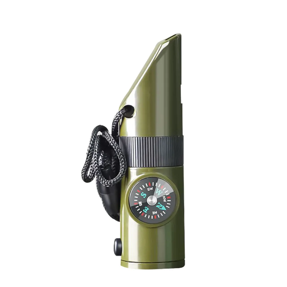 7 in 1 Multifunctional Survival Whistle LED Light, Compass, Thermometer for Outdoor Camping, Emergency, Hiking , Survival Kit