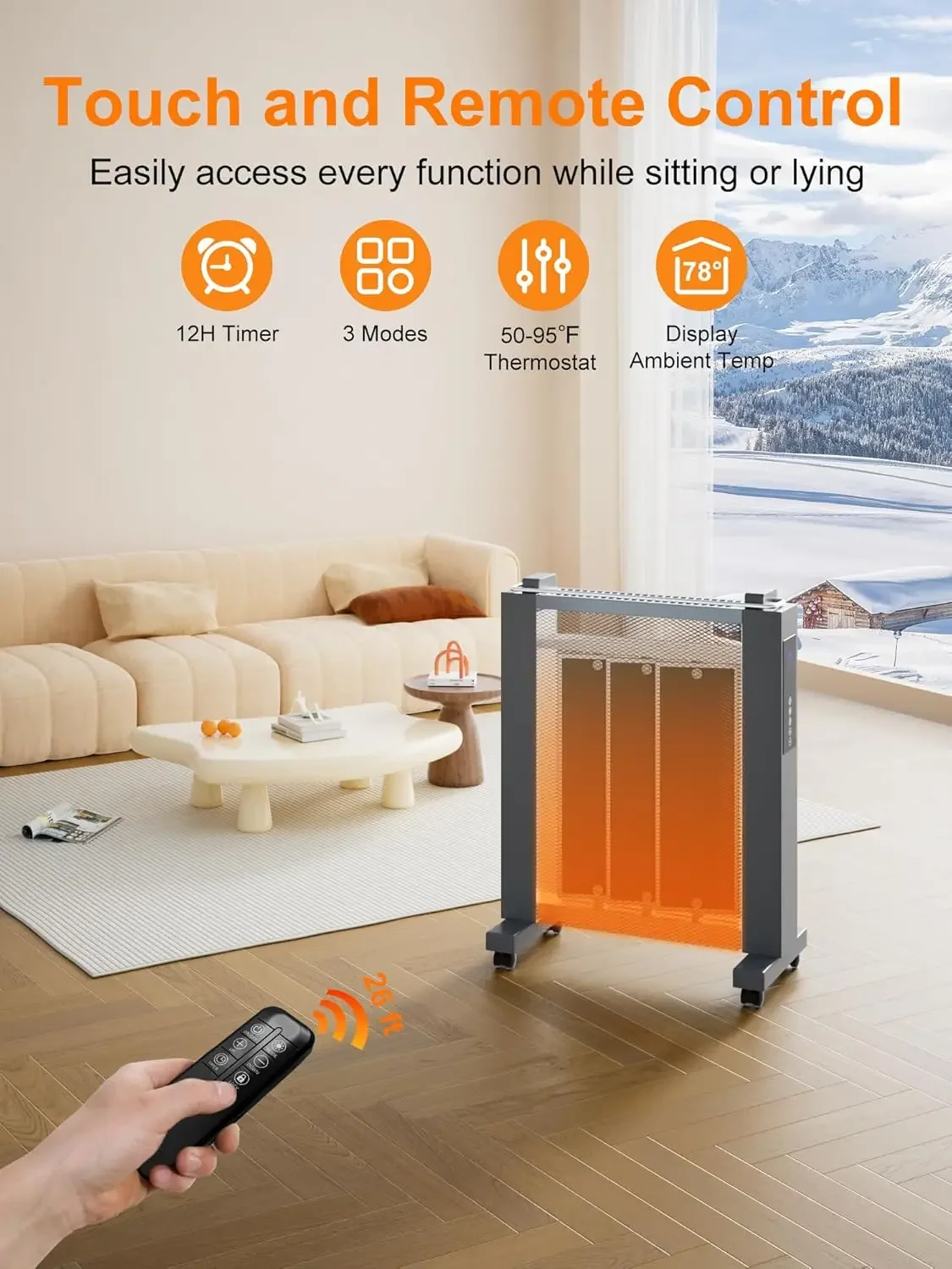 Convection Space Heaters for Indoor Use, 1500W Quiet Mica Panel Heater for Large Room, Whole Room Electric Heater with Thermosta