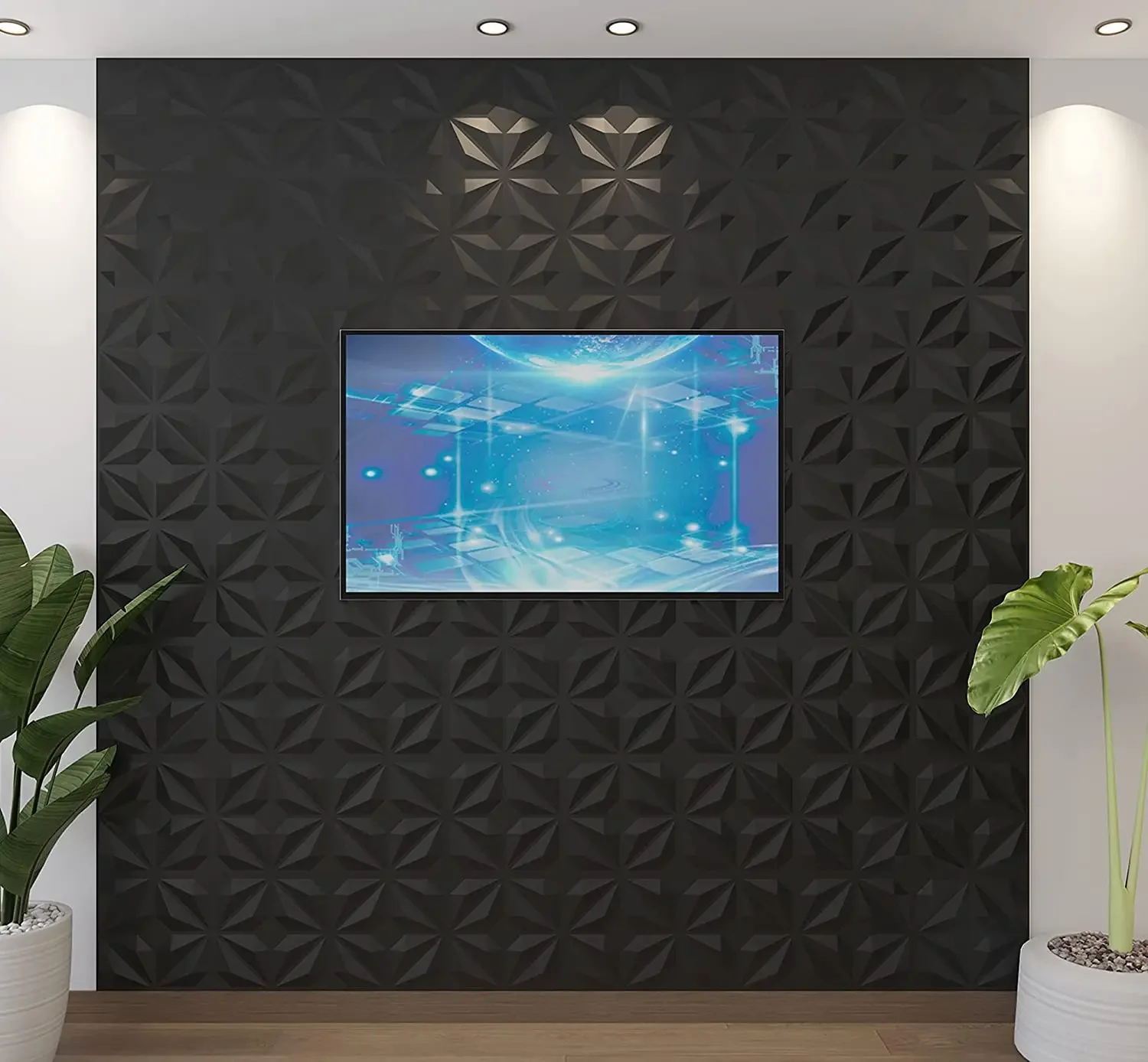 12 Pcs Super 3D Art Wall Panel PVC Waterproof renovation 3D wall sticker Tile Decor Diamond Design DIY Home Decor11.81''x11.81''