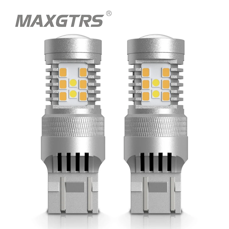 2x T20 7443 W21/5W 1157 3157 BAY15D 28SMD 2835 3030 LED biały bursztynowy podwójny kolor Switchback LED DRL włączony kierunkowskaz żarówki