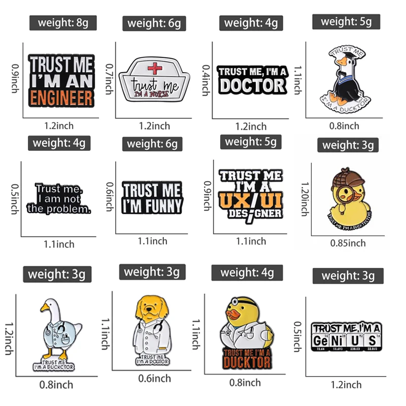 Trust Me I'm Engineer Doctor Nurse Brooch Cartoon Animal Duck Goose Enamel Pins Backpack Lapel Badge Jewelry Gift for Friends