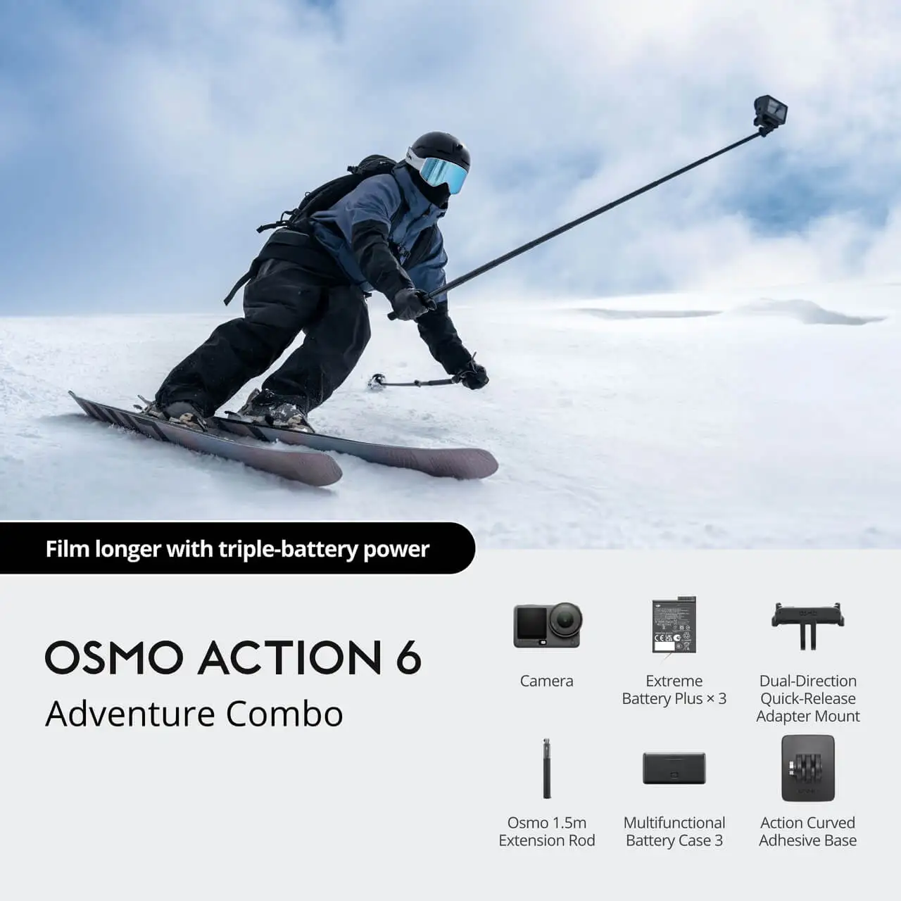 Osmo Action 6 Adventure Combo 4K Ultra HD Waterproof Action with Stabilization Long Battery Life for Outdoor
