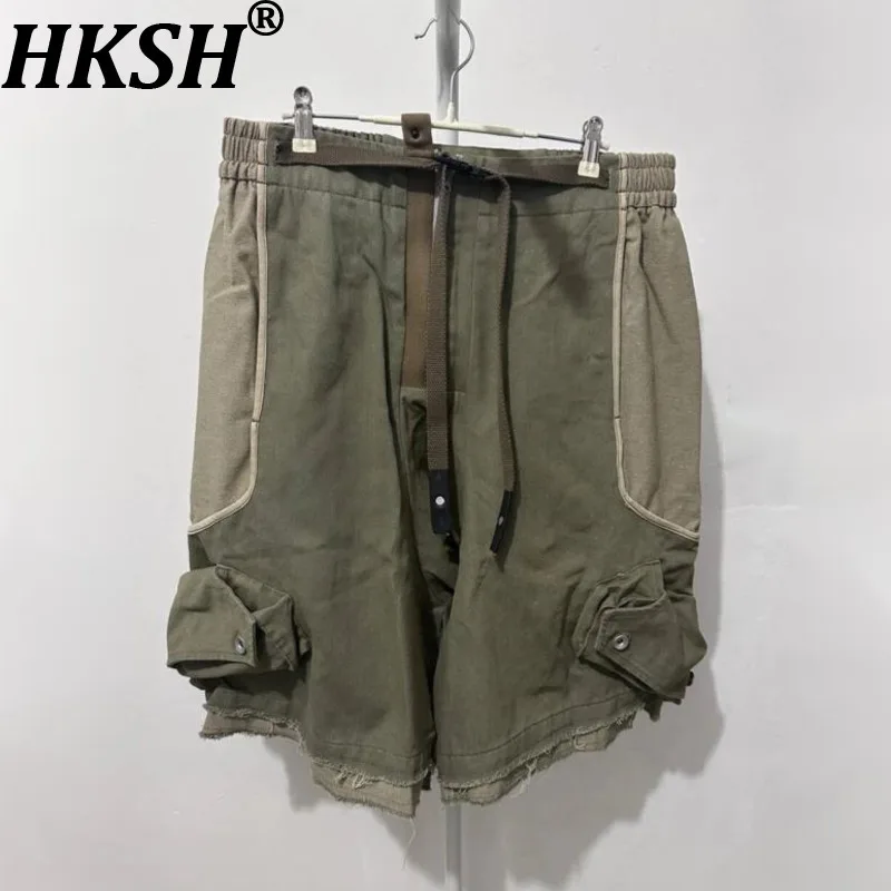 HKSH Spring Summer New Men Tide Punk Capris Denim Shorts Patchwork 3D Cut Deconstruction Edge Waste Land Chic Ins Capris HK2058