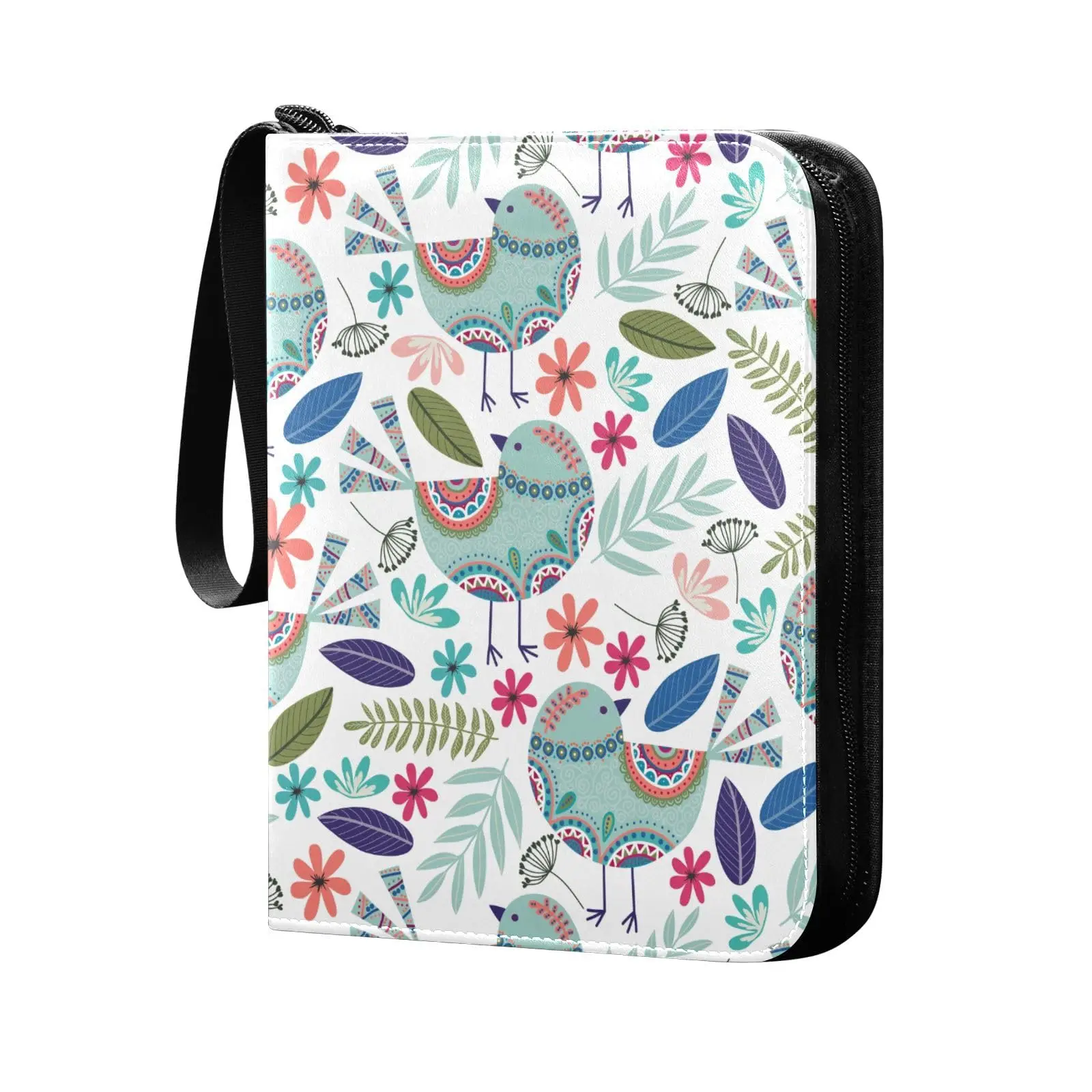 Flower Bird Butterfly 4 Pocket Card Binder, 400 Double Sided Pocket Album for Sport Game Cards, Unique Card Collection Storage