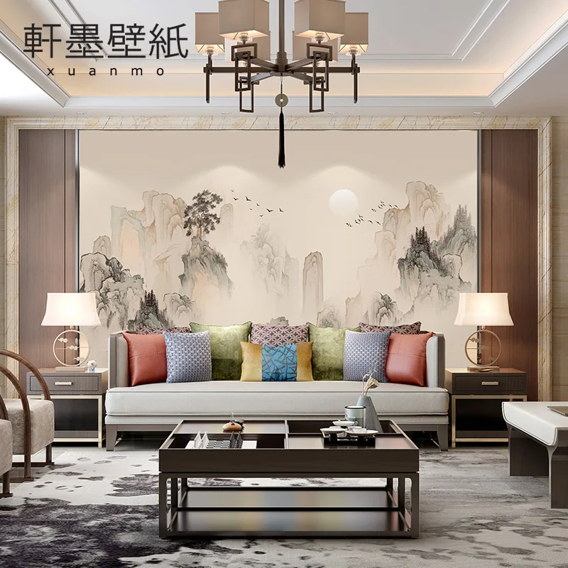 Customized products Simple new Chinese ink landscape Chinese Painting Wallpaper living room sofa TV background wall custom mural