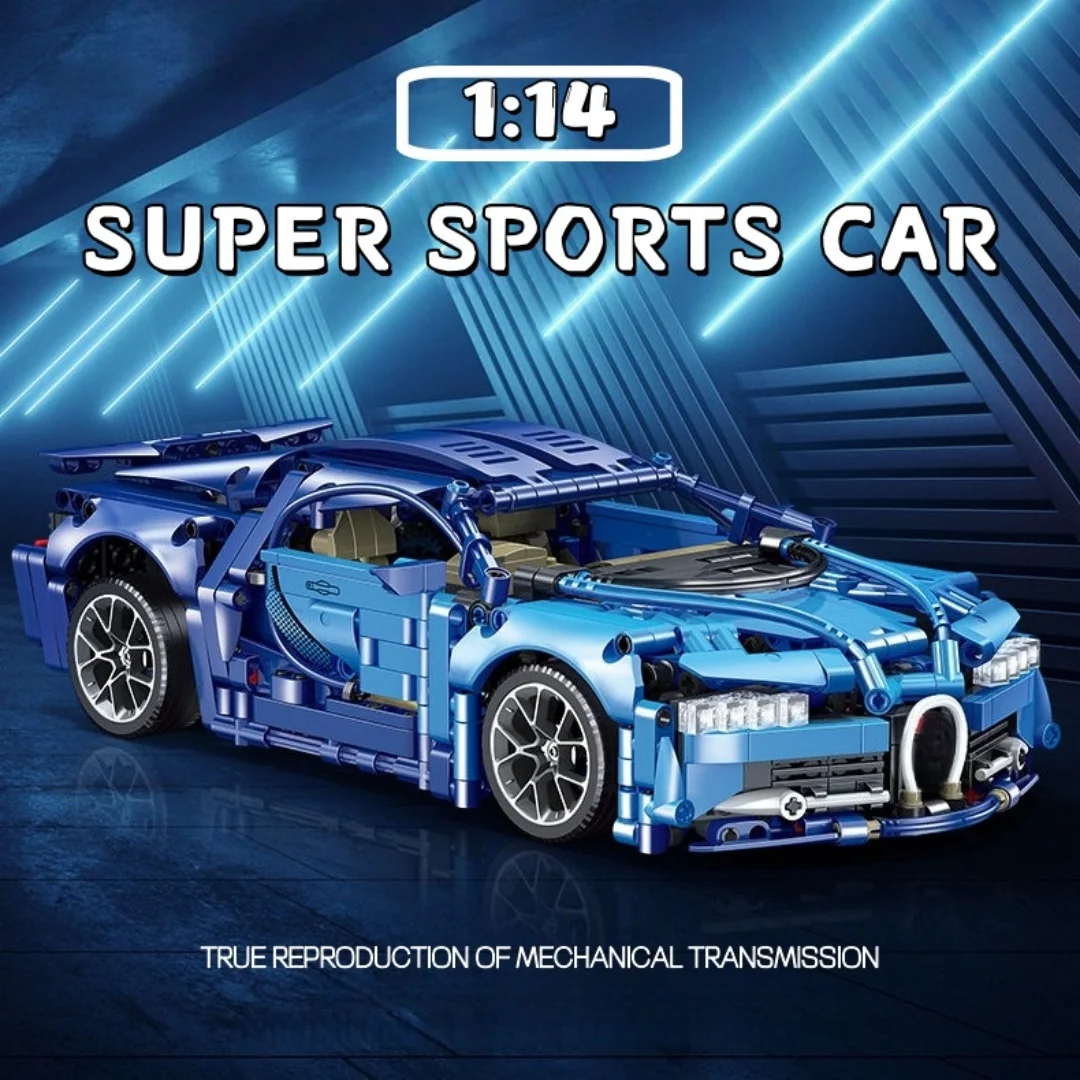

Blue Racing Sports Car Building Blocks Toy, Manual Block Assembly Modular, Racing Car Model, 42083 Decoration, Ornament, Gift