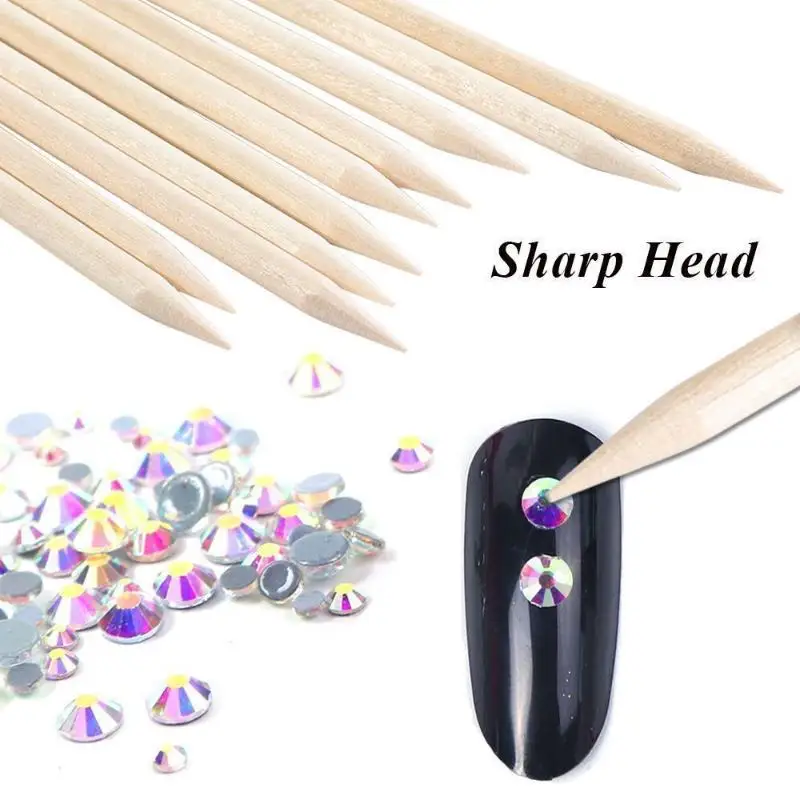 50/100Pcs 11.4cm Orange Wood Sticks For Manicure Dual Tip Cuticle Remover Nail Art Pen For Salon And Home Use