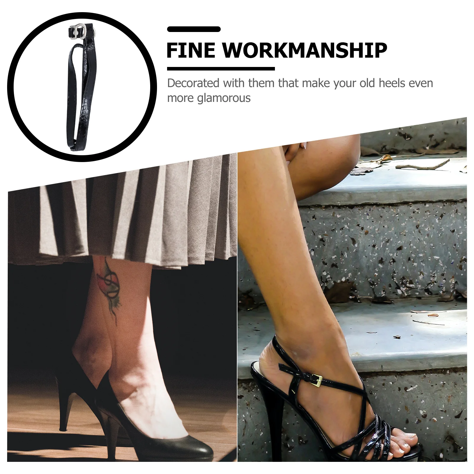 

1 Pair Shoe Heel Straps Triangle Buckle Anti-Slip Elastic High Heels Fixing Bands For Women Stretchy Pu Adjustable Shoelaces