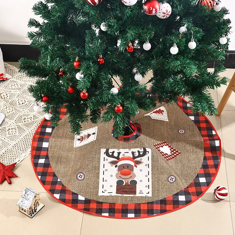 

New Christmas-Tree Skirt Creative Exquisite Printing Santa Claus Tree Bottom Decoration