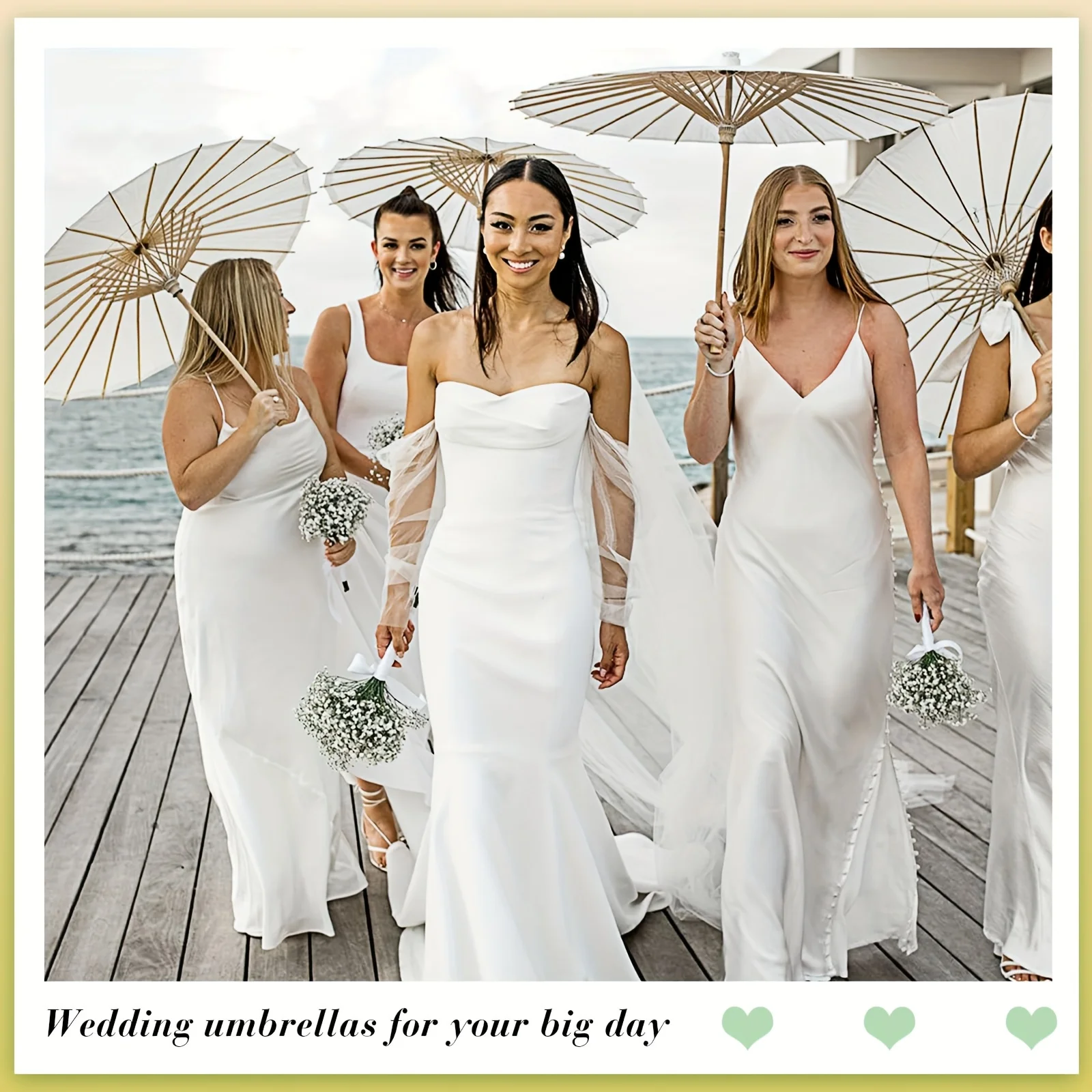 Elegant White Wedding Folding Umbrellas, Oiled Painting Umbrellas Crafts, for Wedding Bridal Party Decor, 40Cm/60Cm/84Cm
